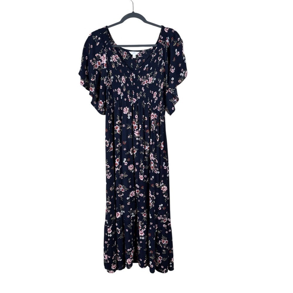 Womens Floral Maxi Milkmaid Dress Medium Cottage Garden Party Prairie - Picture 2 of 8